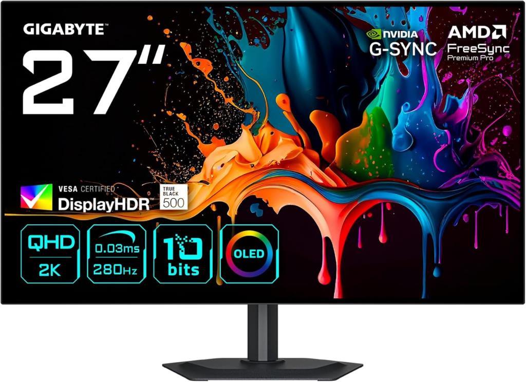 Gigabyte MO27Q28G 27" 0.03 ms 2K Pivot 280 Hz OLED Oyuncu Monitörü Teşhir