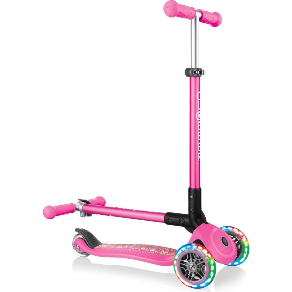 Globber Prımo Katlanabilir Fantasy Lıghts - Çocuklar Için 3 Tekerlekli Scooter-Pembe