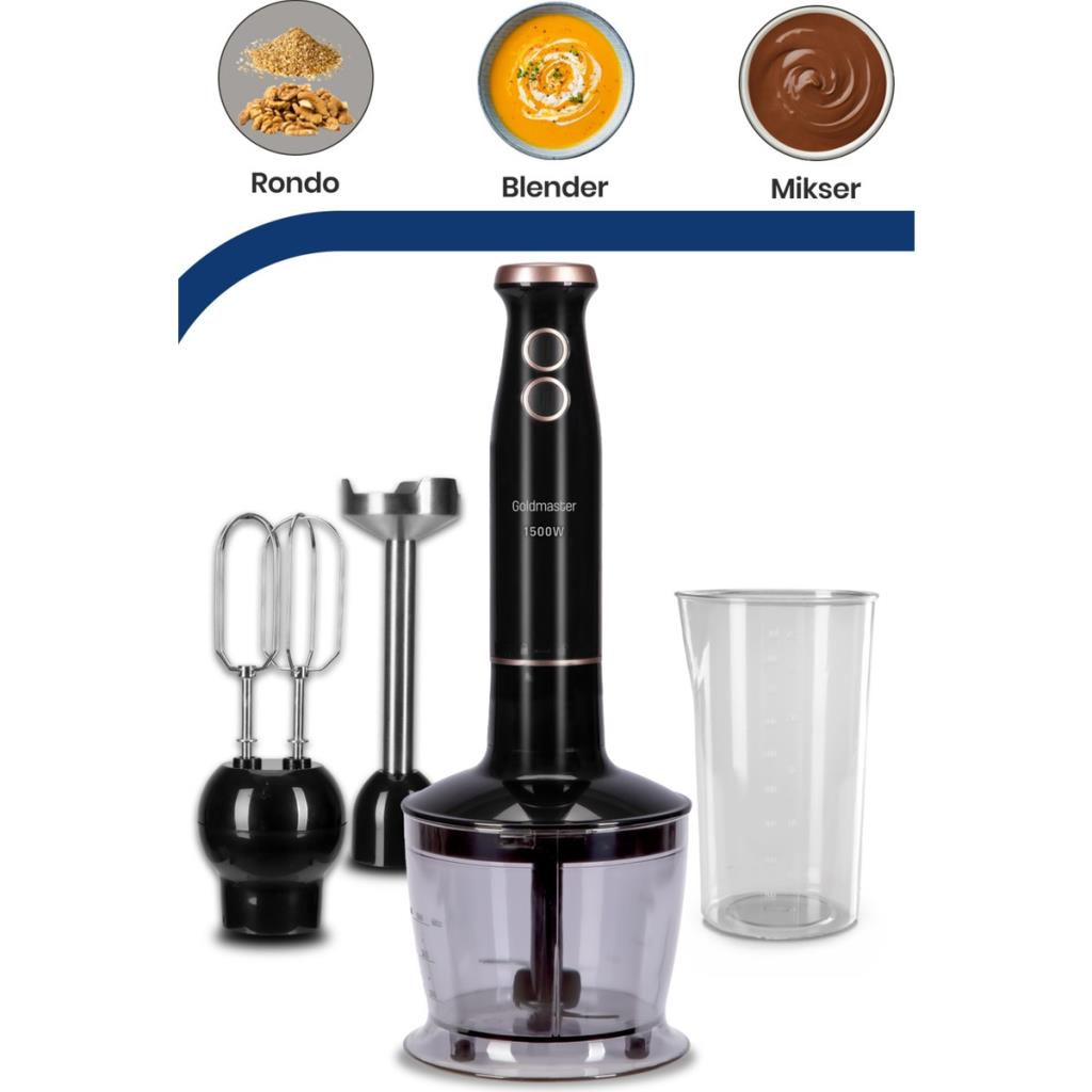 GoldMaster Bestblend 1500 Watt 4 Bıçaklı Paslanmaz 3 In 1 Blender Seti