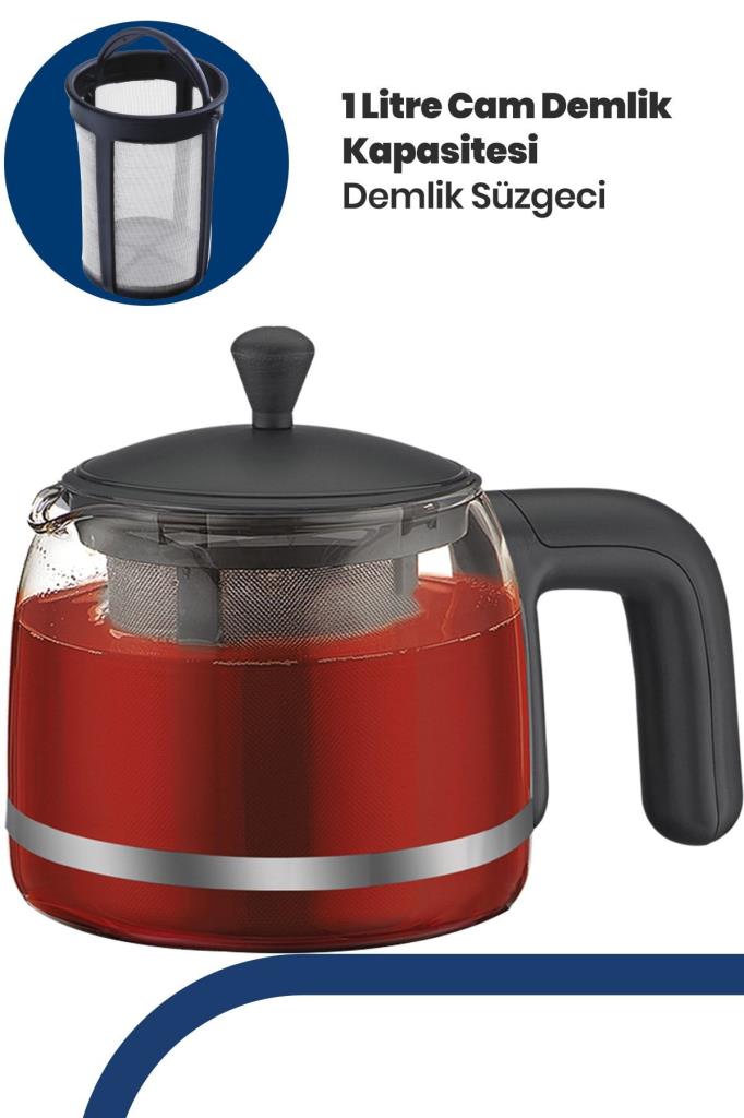 Goldmaster GM-7321S Papatya Siyah 2200 W Cam Demlikli Çay Makinesi