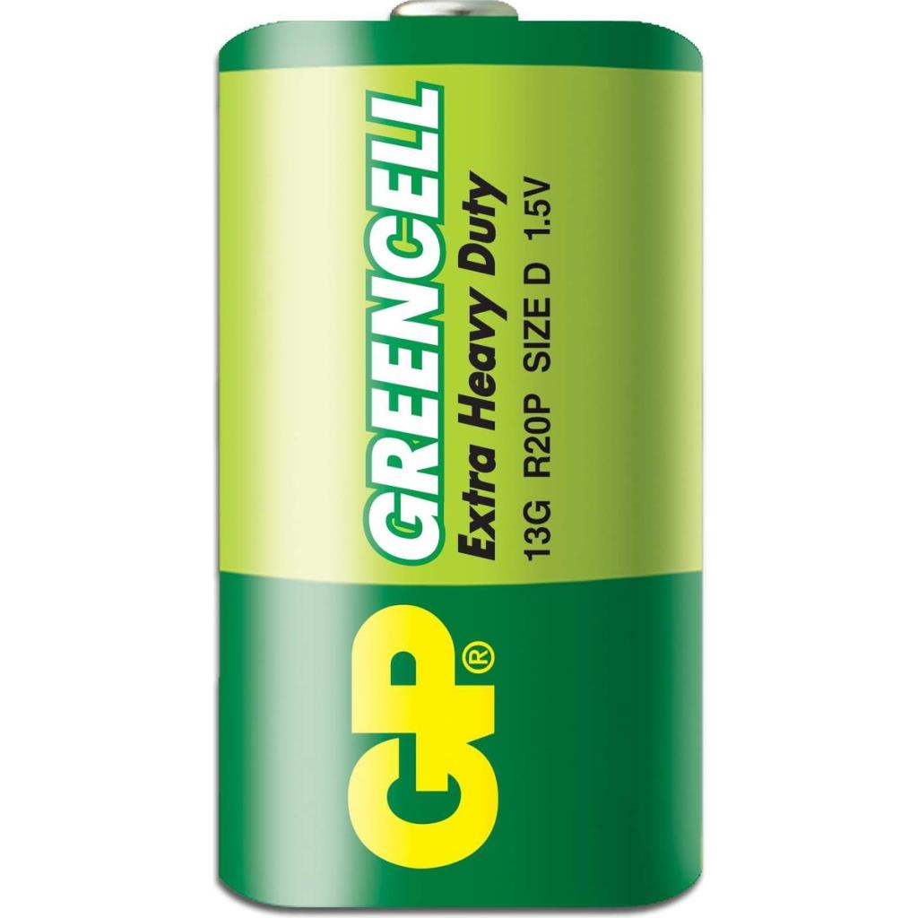 Gp Batteries Gp13G Greencell R20P/1250/D Boy Kalın Pil, 1.5 Volt, 20'Li Kutu