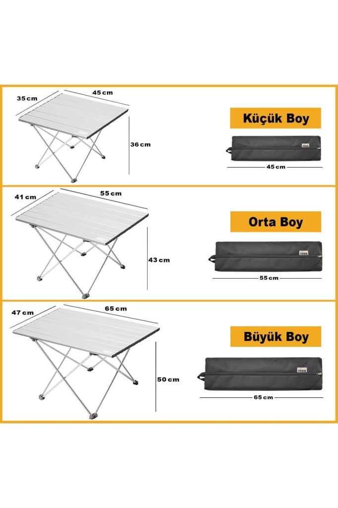 HAEGS Full Aluminum Foldable Camping Table, Picnic, Beach, Outdoor Lightweight Camping Table Large Size - Silver Display