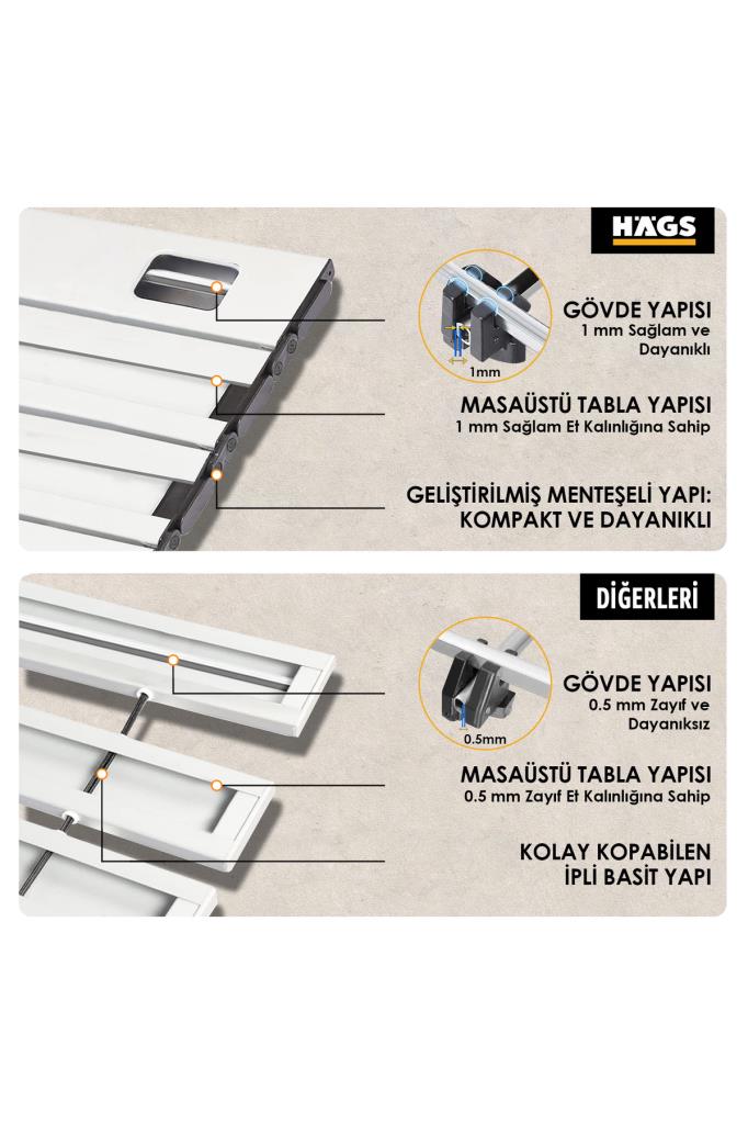 HAEGS Full Aluminum Foldable Camping Table, Picnic, Beach, Outdoor Lightweight Camping Table Large Size - Silver Display
