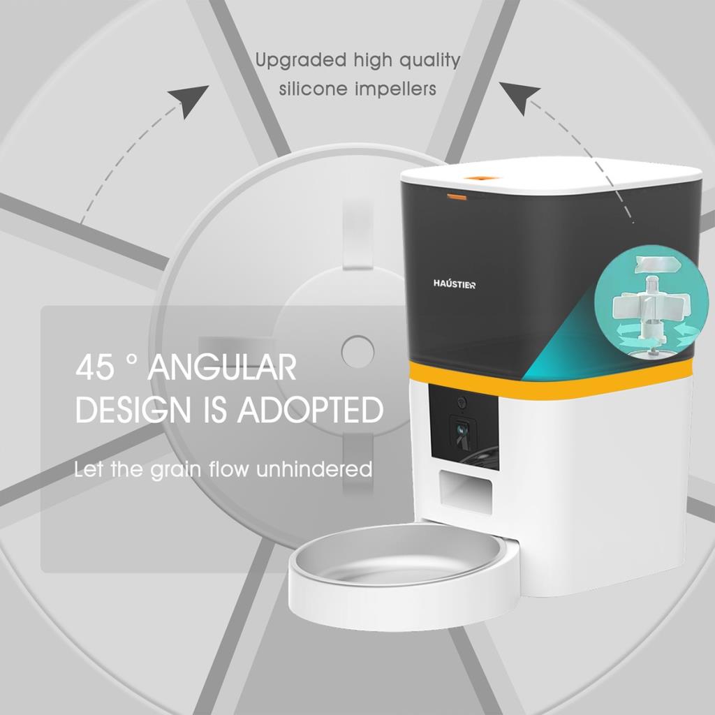 Haustier Qq005 Kedi Köpek Otomatik Mama Kabı, Uzaktan Kontrol, Sesle Çağırma, Kameralı, Metal Kase