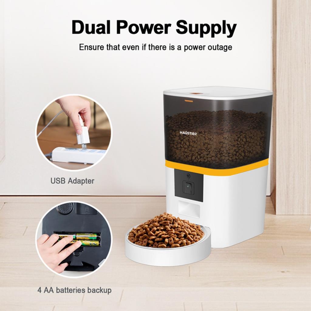 Haustier Qq005 Kedi Köpek Otomatik Mama Kabı, Uzaktan Kontrol, Sesle Çağırma, Kameralı, Metal Kase