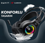 Havit Gamenote H2040D RGB Aydınlatmalı Mikrofonlu Gaming Oyuncu Kulaklığı - 3.5mm Jack + USB