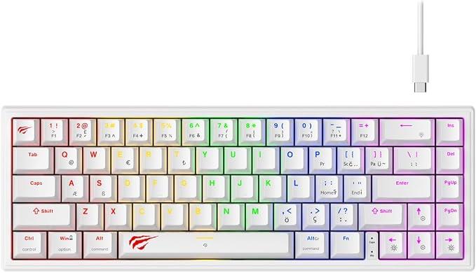 Havit Gamenote KB874L Beyaz RGB %60 TKL Red Switch Kablolu Mekanik Oyuncu Klavyesi - TEŞHİR