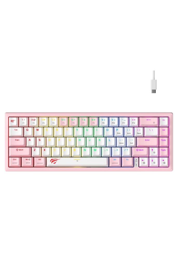 Havit Gamenote KB874L Pembe RGB %60 TKL Red Switch Kablolu Mekanik Oyuncu Klavyesi - Outlet