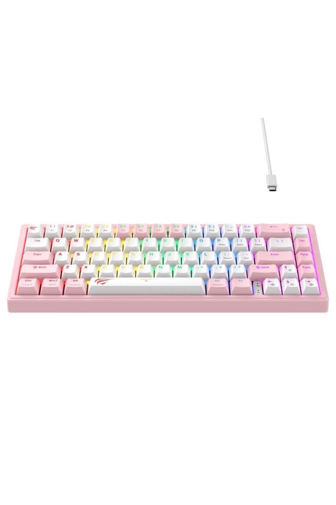 Havit Gamenote KB874L Pembe RGB %60 TKL Red Switch Kablolu Mekanik Oyuncu Klavyesi - Outlet