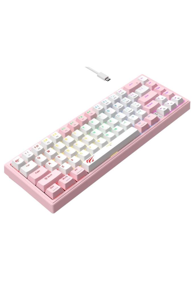 Havit Gamenote KB874L Pembe RGB %60 TKL Red Switch Kablolu Mekanik Oyuncu Klavyesi - Outlet