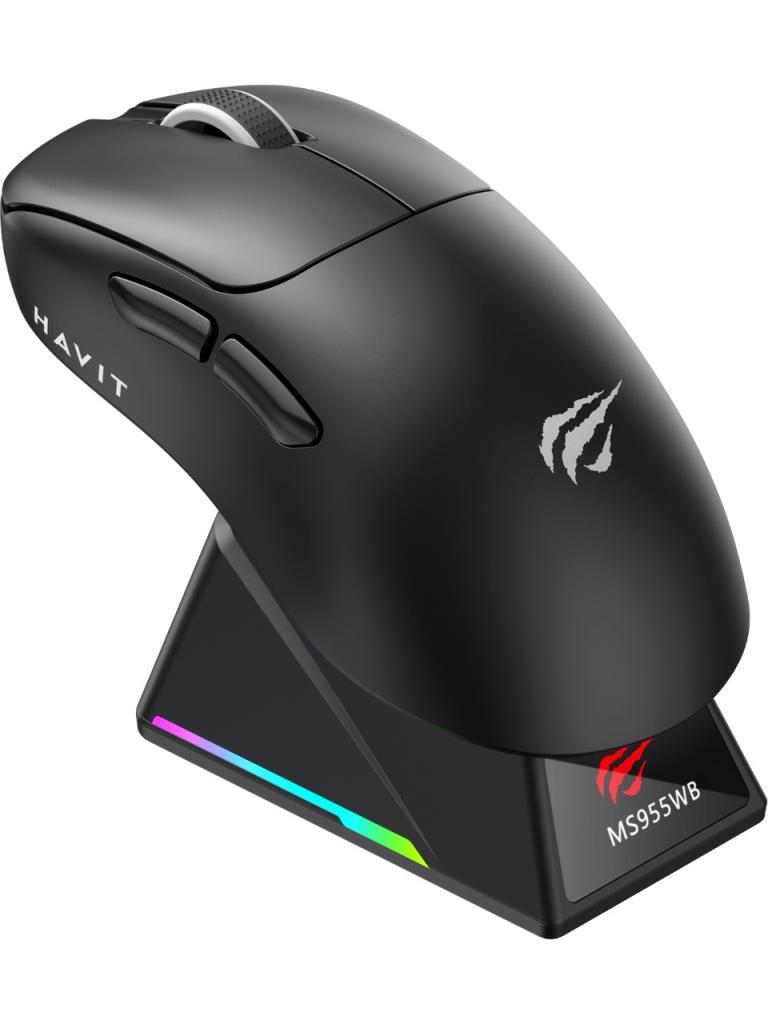 Havit Gamenote MS955WB RGB Wireless Gaming Mouse 3 Modlu + Şarj İstasyonu Ekranlı (Siyah)