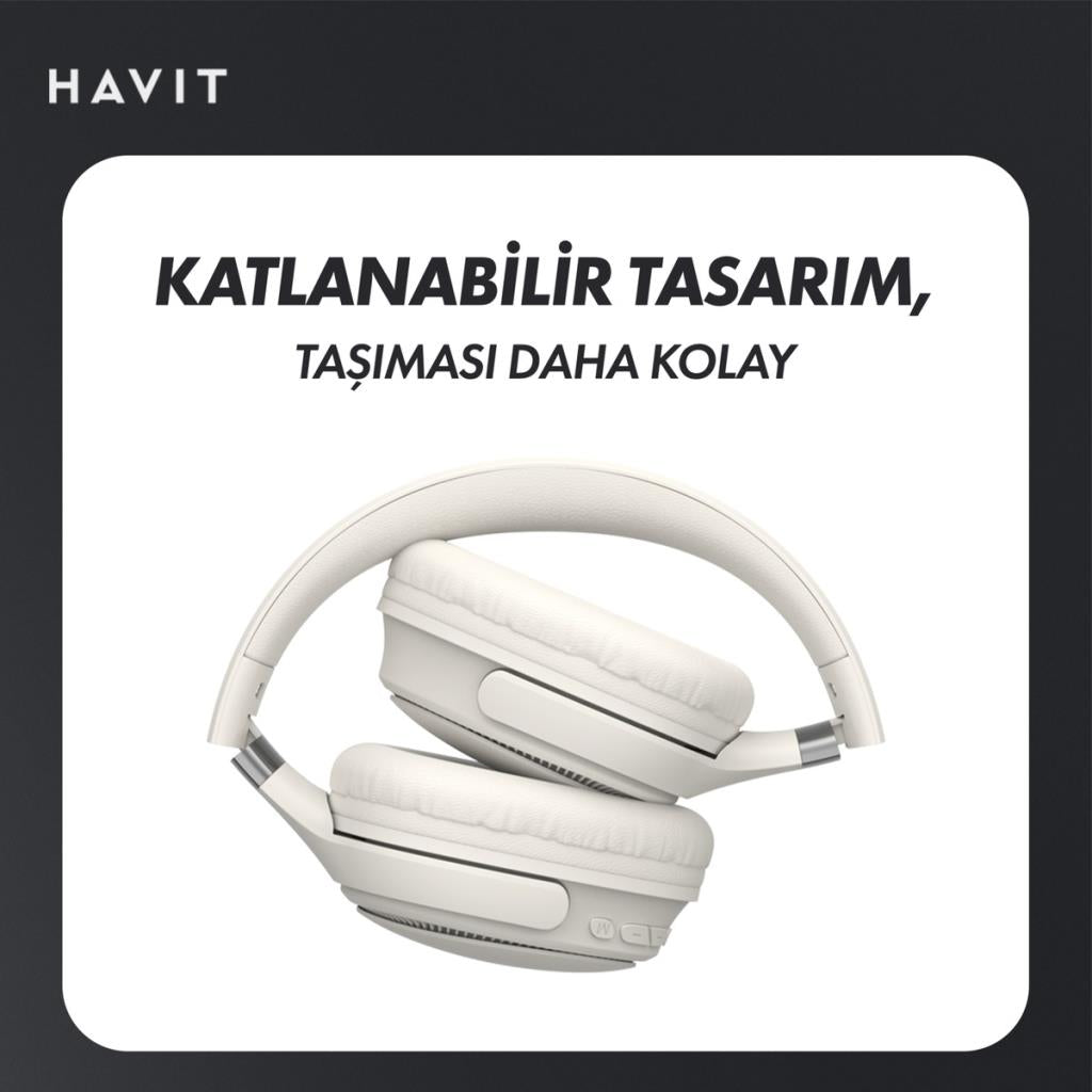 Havit H630BT PRO ANC Kulak Üstü Katlanabilir Bluetooth Kulaklık - 50 Saat Batarya Çift Cihaz Desteği