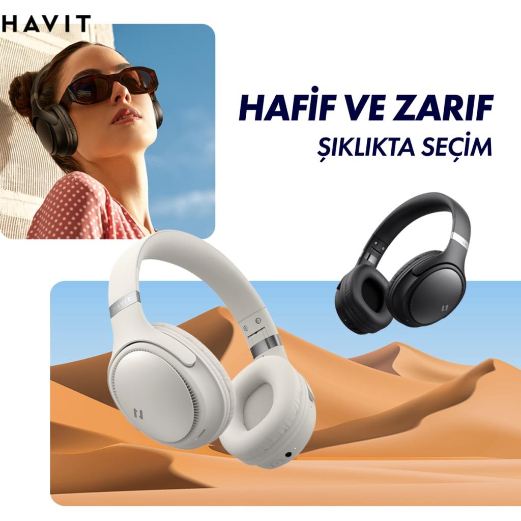 Havit H630BT PRO ANC Kulak Üstü Katlanabilir Bluetooth Kulaklık - 50 Saat Batarya Çift Cihaz Desteği