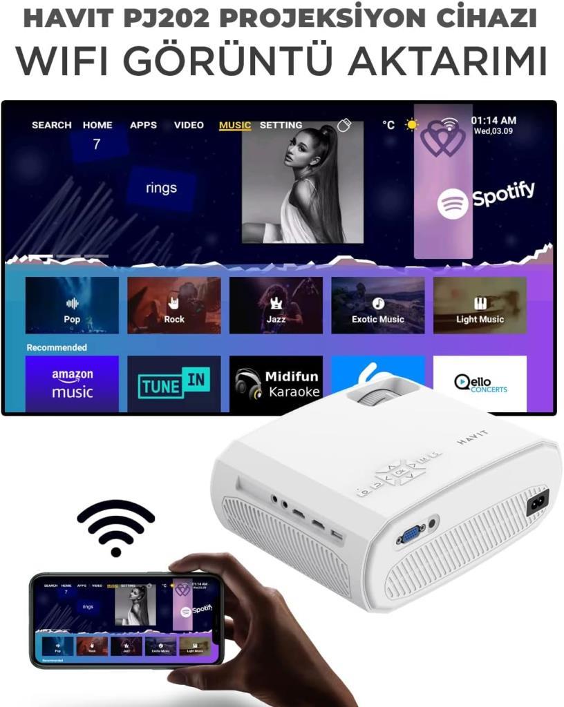 Havit PJ202 220 Lümen Full HD Wi-Fi Projeksiyon Cihazı Teşhir