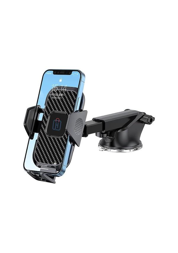 Hobimtek HB-01 Otomatik Klipsli Araç İçi Telefon Tutucu Cam ve Torpido Uyumlu Siyah