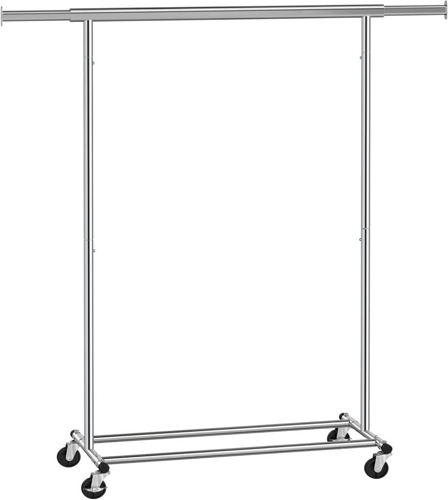 SONGMICS HSR13S Tekerlekli ve Uzatılabilir Elbise Askısı 90 kg Taşıma Kapasiteli Gümüş - Outlet