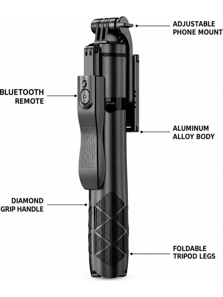 Hepu SF-11 Bluetooth Kumandalı Uzatılabilir Selfie Stick Tripod – Kablosuz Çekim Destekli Katlanabilir ve Taşınabilir Tasarım