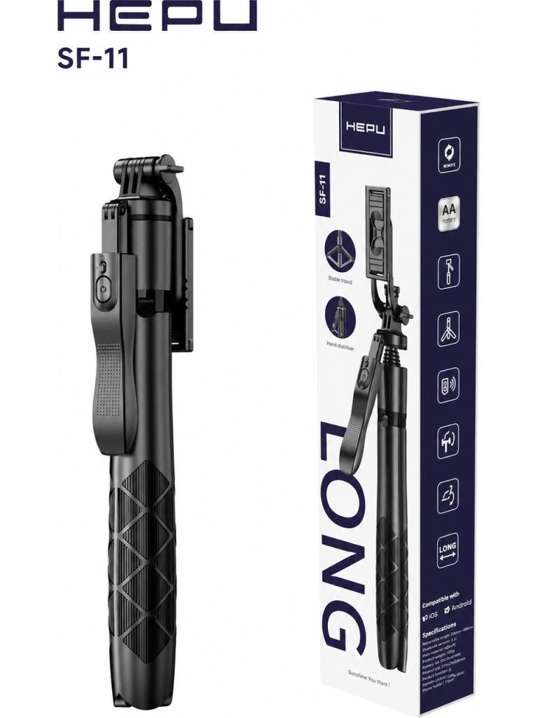 Hepu SF-11 Bluetooth Kumandalı Uzatılabilir Selfie Stick Tripod – Kablosuz Çekim Destekli Katlanabilir ve Taşınabilir Tasarım