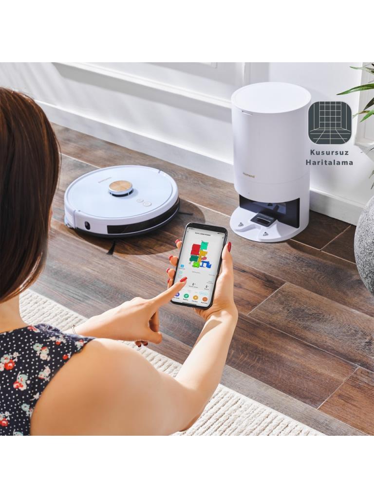 Homend Alex Laser Power 1284H Toz Hazneli Moplu 3 in 1 Akıllı Robot Süpürge-TEŞHİR