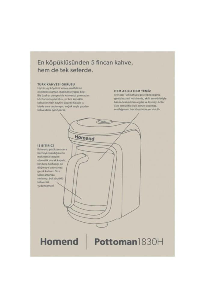 Homend Pottoman 1830H Bulut Kremi Türk Kahve Makinesi Outlet