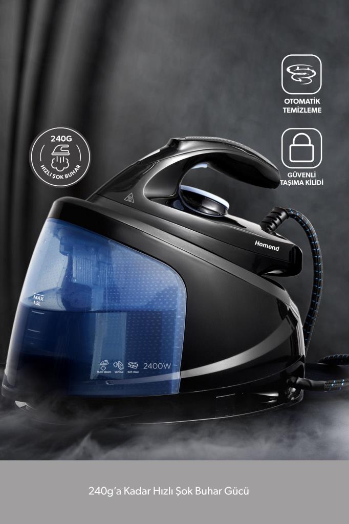 Homend Steamwork 1169H Siyah Mavi 2400 W Buhar Kazanlı Ütü Teşhir
