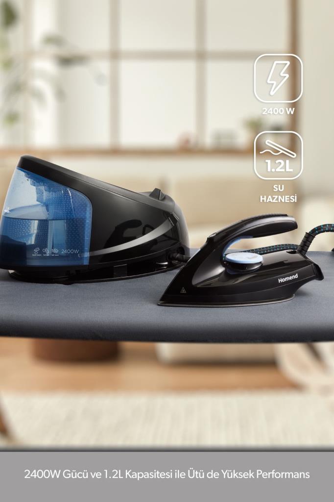 Homend Steamwork 1169H Siyah Mavi 2400 W Buhar Kazanlı Ütü Teşhir
