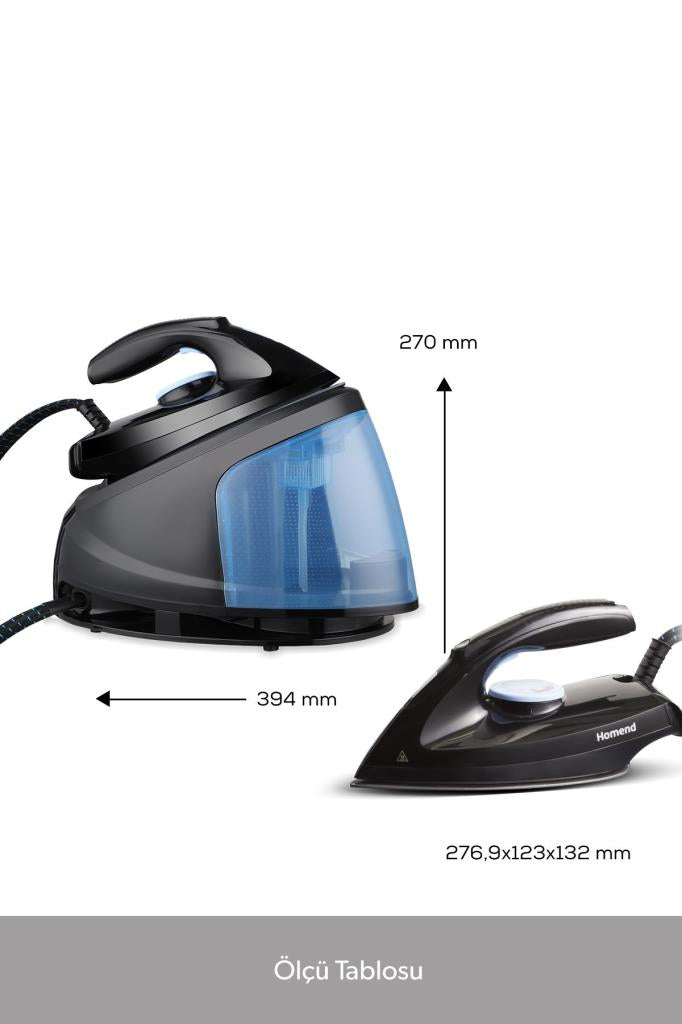 Homend Steamwork 1169H Siyah Mavi 2400 W Buhar Kazanlı Ütü Teşhir