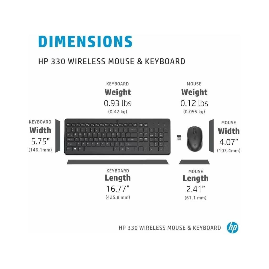 مجموعة لوحة المفاتيح والماوس اللاسلكية HP 330 2V9E6AA 