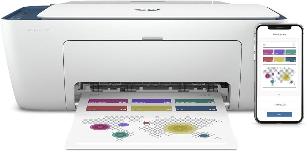 HP DeskJet 2721 7FR54B Wi-Fi + Tarayıcı + Fotokopi Renkli Çok Fonksiyonlu Mürekkep Püskürtmeli Yazıcı Teşhir