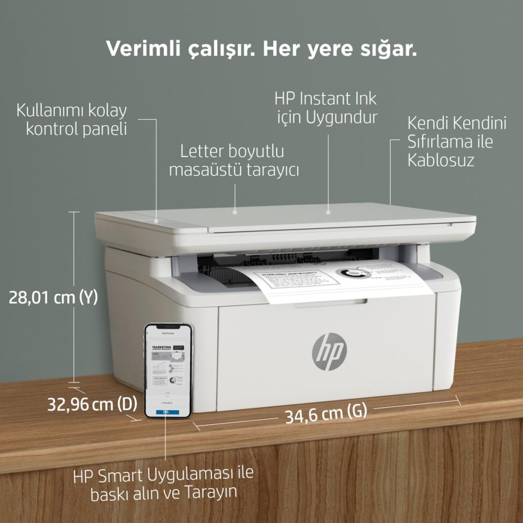 طابعة ليزر متعددة الوظائف HP LaserJet MFP M141W 7MD74A أحادية اللون، تدعم Wi-Fi، مع ناسخة وماسحة ضوئية