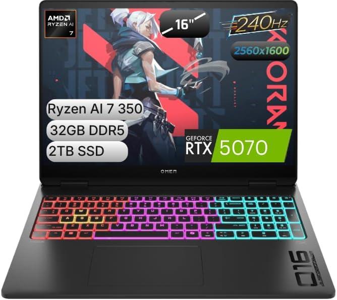 HP Omen 16 Ryzen AI 7 350 32GB 2TB SSD RTX5070/8GB 16" FHD+ 144Hz W11H Gaming Laptop - OUTLET