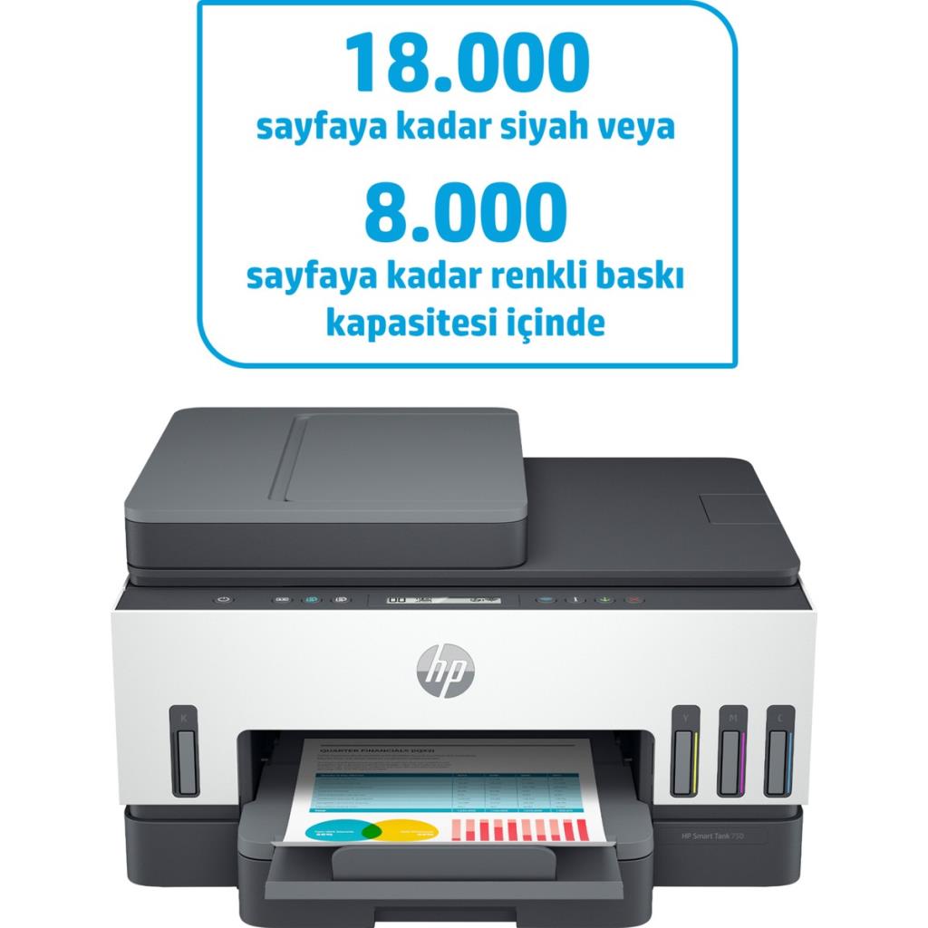 HP 750 6UU47A Çok Fonksiyonlu Tanklı Mürekkep Püskürtmeli Yazıcı - OUTLET