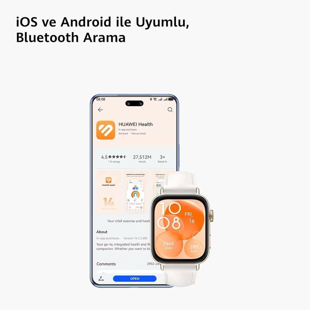 Huawei Watch Fit 3 Yeşil Kauçuk Kayış Akıllı Saat Outlet