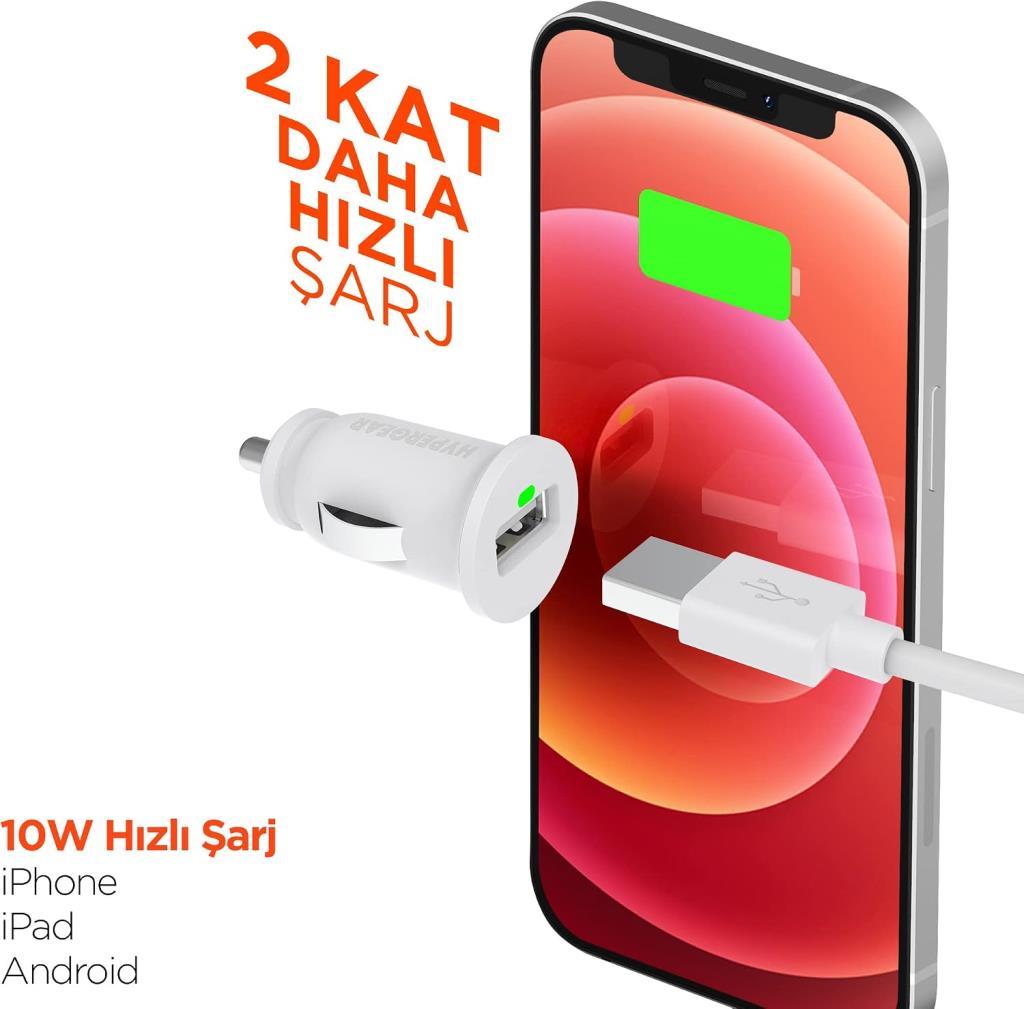 Hypergear Araç Şarjı Tekli 2.1A 15098 , Beyaz Outlet