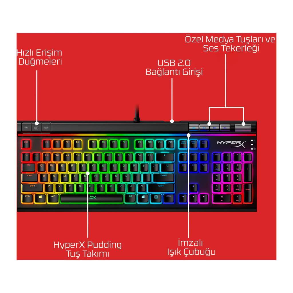 HyperX Alloy Elite 2 HKBE2X-1X-UK/G Red Switch Kablolu Mekanik Oyuncu Klavyesi - Outlet