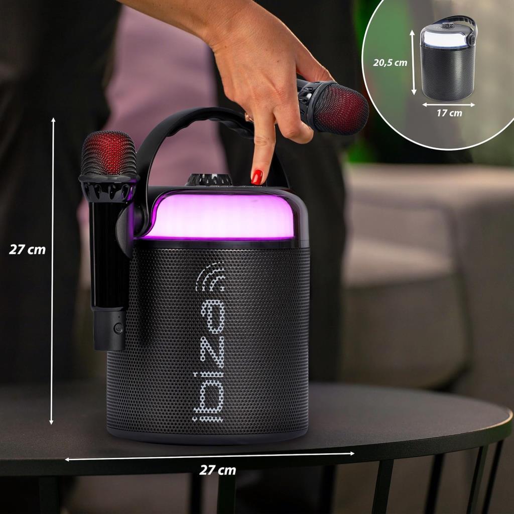 Ibiza KARAHOME-BK Işıklı Bluetooth Karaoke Hoparlör ve 2 Adet Kablosuz Mikrofon - TEŞHİR