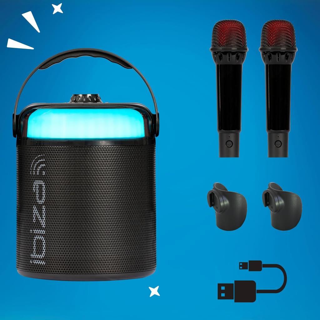 Ibiza KARAHOME-BK Işıklı Bluetooth Karaoke Hoparlör ve 2 Adet Kablosuz Mikrofon - TEŞHİR