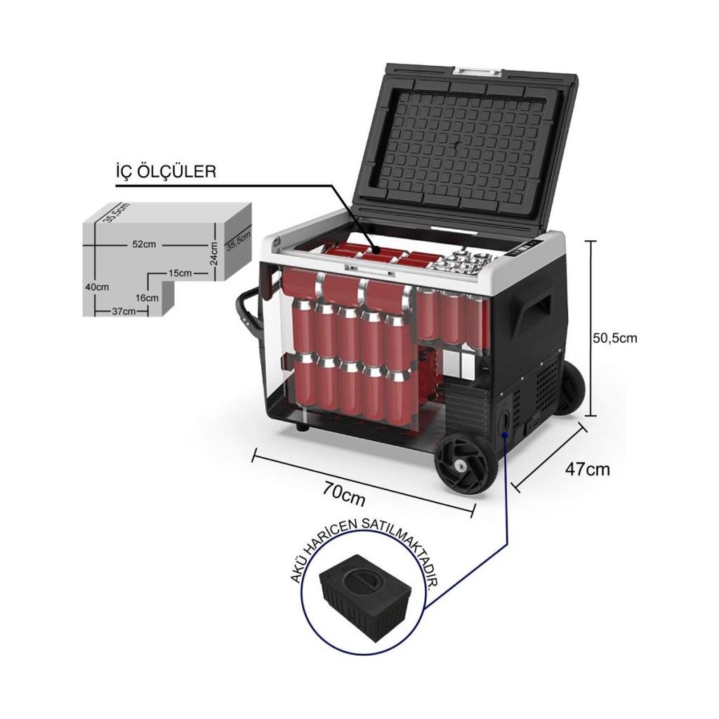 Iceco K65S 12-24 V 65 lt Aküsüz Kompresörlü Araç Buzdolabı