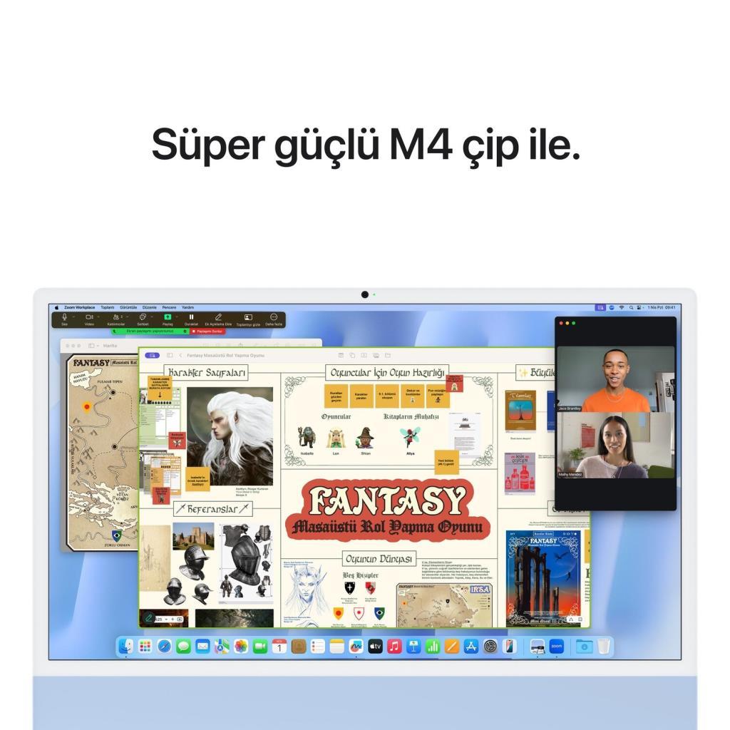 iMac 24 inc 4.5K M4 8CPU 8GPU 16GB 256GB Mavi MWUF3TU/A-Outlet