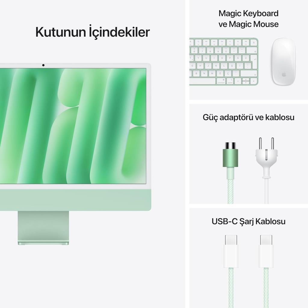 iMac M4 Yeşil MWUY3TU/A 16 GB 256 GB SSD 10C GPU 24" 4.5K All in One PC Outlet (Açıklamayı Okuyunuz)