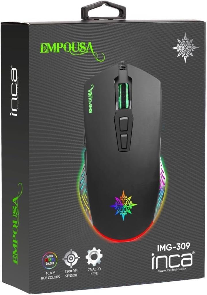 Inca IMG-309 Empouse RGB Makrolu Kablolu Optik Oyuncu Mouse Teşhir