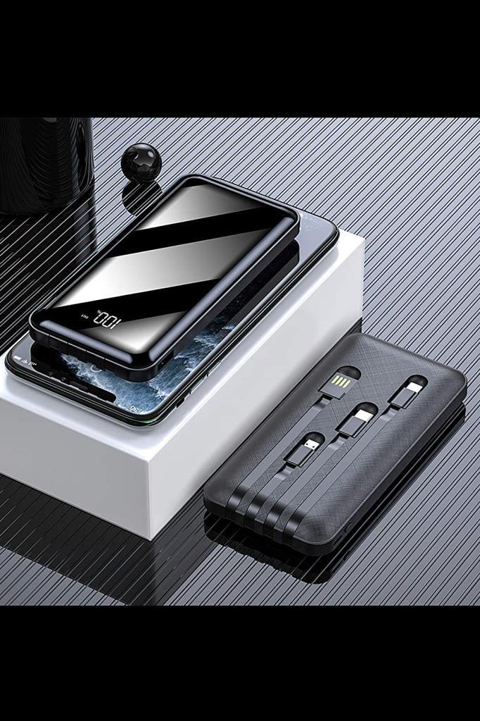 Intouch 10.000 mAh Prime Dijital Göstergeli Dahili Çoklu Kablolu Powerbank Siyah
