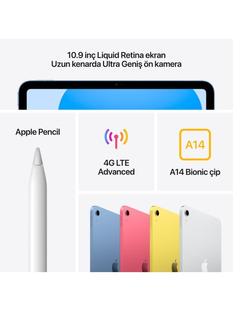 iPad 10. Nesil Wi-Fi + Cellular 256 GB 10.9" MQ6W3TU/A Pembe Tablet Outlet (Açıklamayı Okuyunuz)