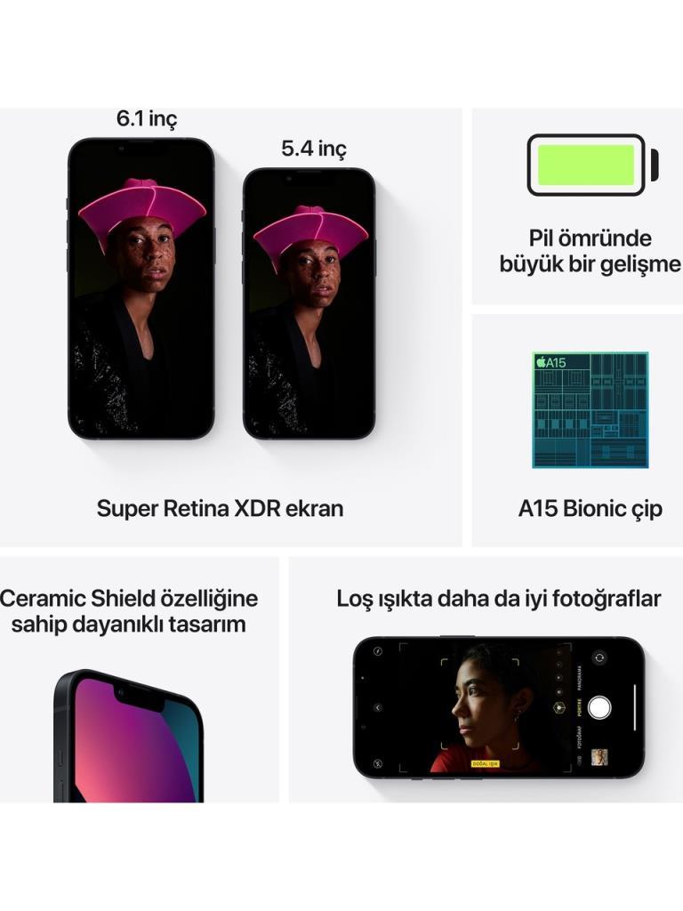 Yenilenmiş iPhone 13 128 GB Gece Yarısı Cep Telefonu (1 Yıl Garantili) - C Kalite