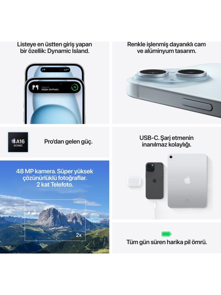 Yenilenmiş iPhone 15 128 GB Siyah Cep Telefonu (1 Yıl Garantili) - B Kalite