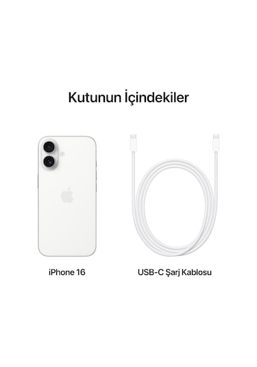 iPhone 16 128 GB Beyaz (Apple Türkiye Garantili)