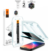 Spigen iPhone 17 Pro Max / 16 Pro Max Cam Hayalet Cam Ekran Koruyucu AluminaCore™ iyonlaştırılmış Güçlendirilmiş Cam Teknolojisi Kolay Kurulum GLAS.tR EZ Fit Privacy HD (2 Adet) - TEŞHİR