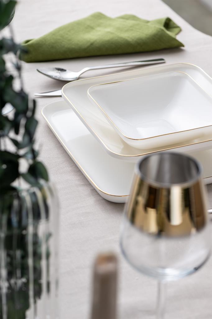 Emsan İstanbul Porselen Nadide 18 Parça Kare Yemek Takımı Gold Outlet