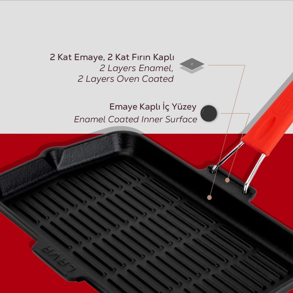 Izgara Tavası, tel ve silikon saplı 21x36 cm