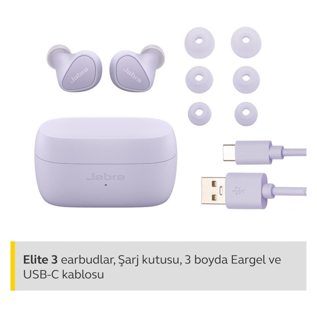 Jabra Elite 3 TWS Lila Kulak İçi Bluetooth Kulaklık - TEŞHİR